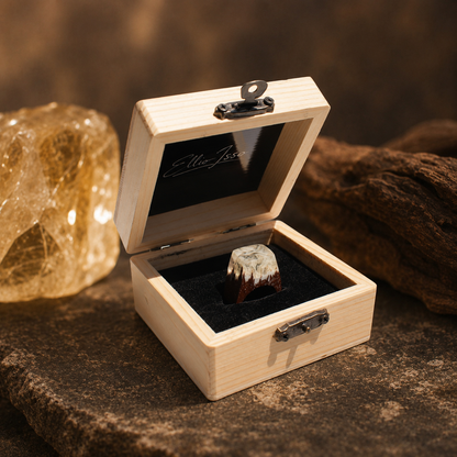 Ellio Isso "Frozen Ember" – Handcrafted Natural Wood and Premium Epoxy Resin Ring
