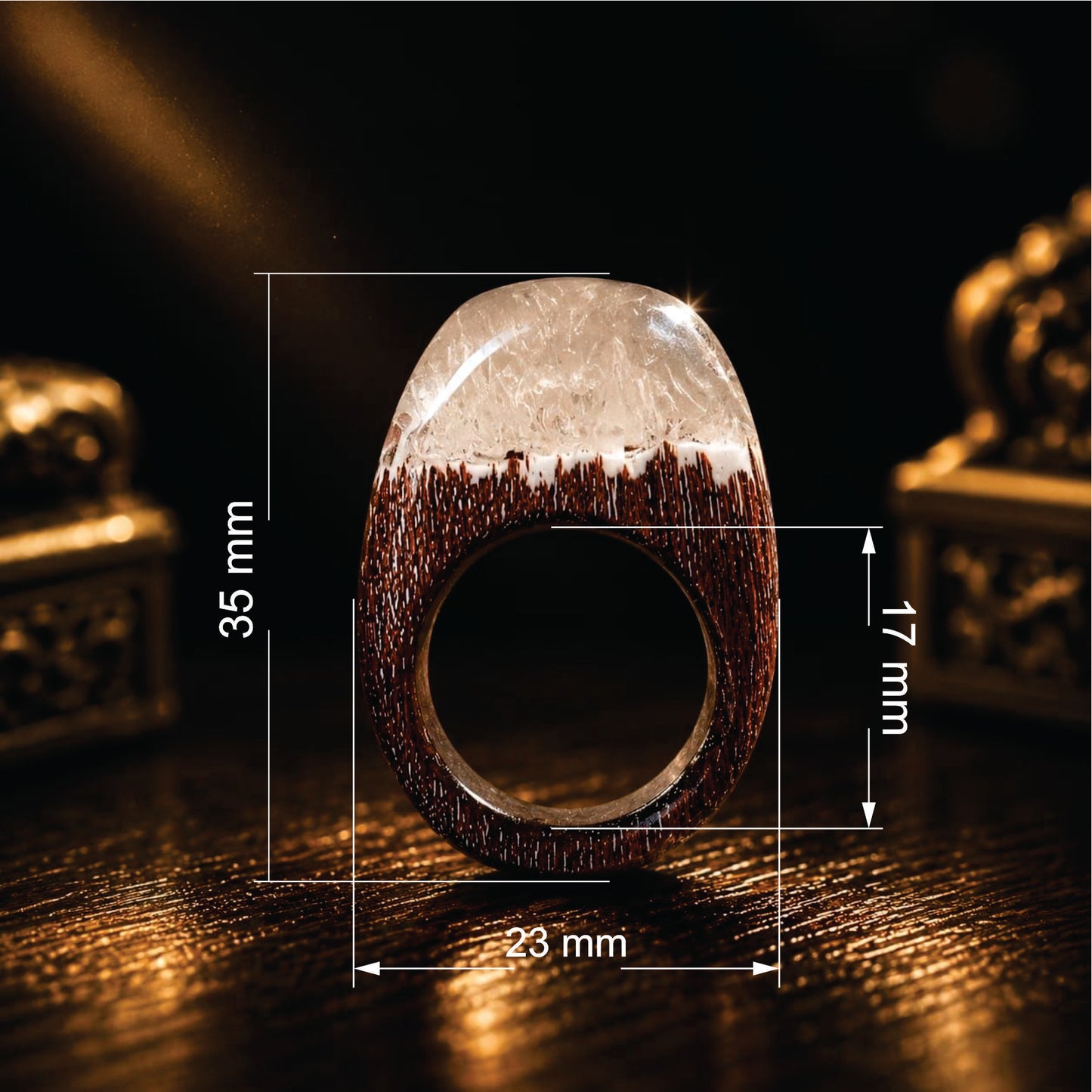 Ellio Isso "Arctic Crown" – Handcrafted Ice Crystal and Pure Strength Ring