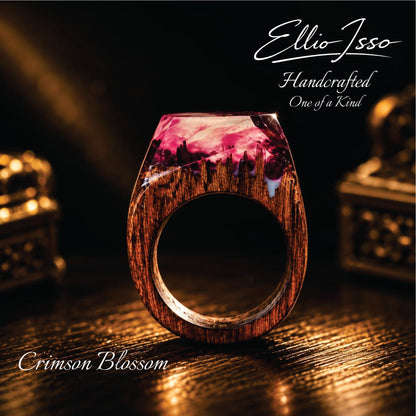 Ellio Isso "Crimson Blossom" – Handcrafted Romantic Tones and Passion Resin Ring