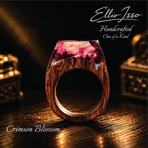 Ellio Isso "Crimson Blossom" – Handcrafted Romantic Tones and Passion Resin Ring