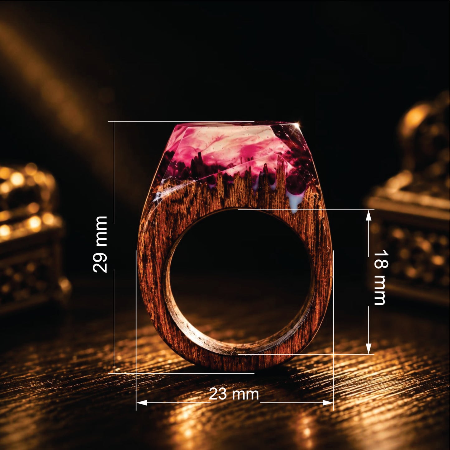Ellio Isso "Crimson Blossom" – Handcrafted Romantic Tones and Passion Resin Ring