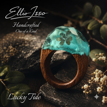 Ellio Isso "Lucky Tide" – Handcrafted Four-Leaf Clover and Abundance Ring