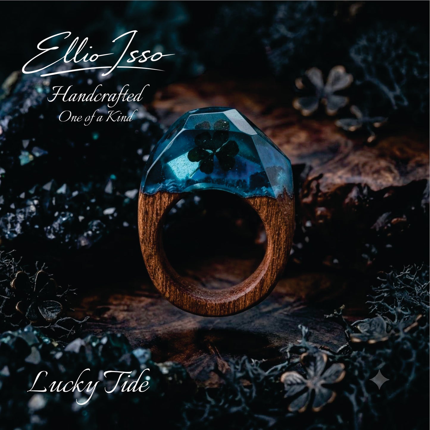Ellio Isso "Lucky Tide" – Handcrafted Four-Leaf Clover and Abundance Ring