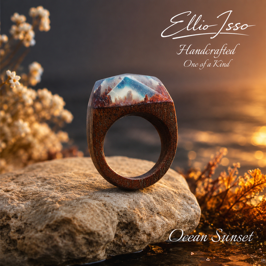 Ellio Isso "Ocean Sunset" – Handcrafted Infinite Sea and Sun Resonance Ring