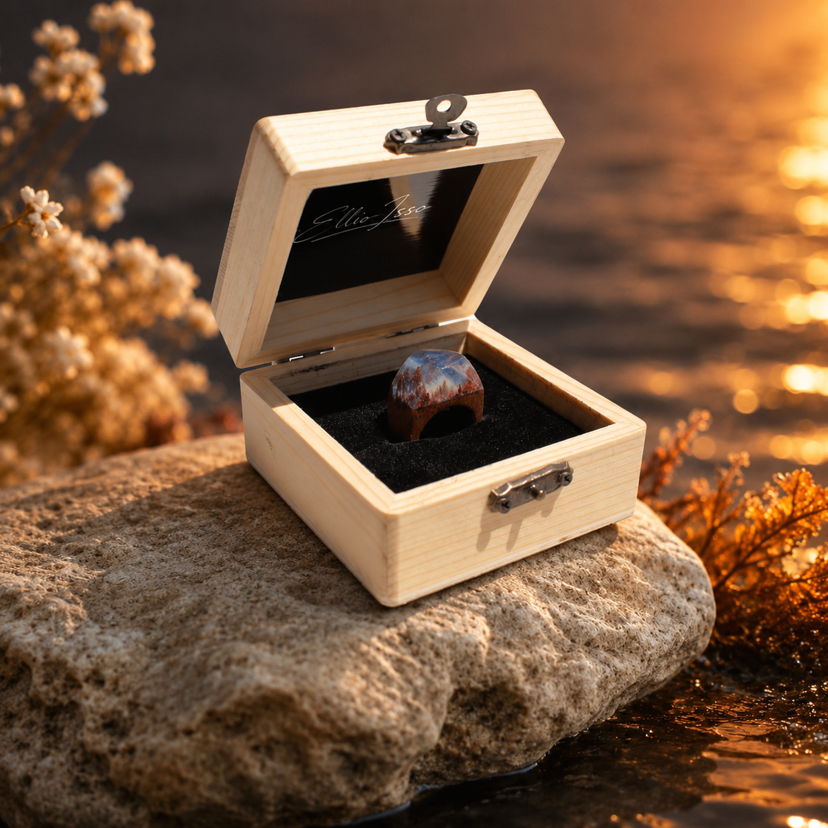 Ellio Isso "Ocean Sunset" – Handcrafted Infinite Sea and Sun Resonance Ring