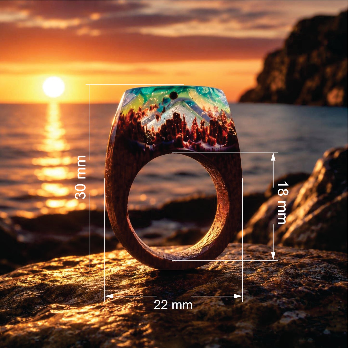 Ellio Isso "Ocean Sunset" – Handcrafted Infinite Sea and Sun Resonance Ring