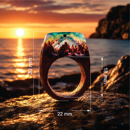Ellio Isso "Ocean Sunset" – Handcrafted Infinite Sea and Sun Resonance Ring