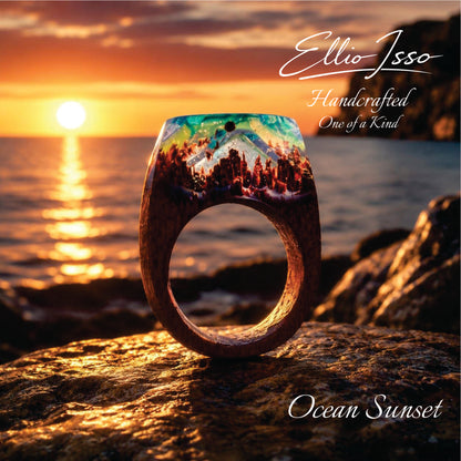 Ellio Isso "Ocean Sunset" – Handcrafted Infinite Sea and Sun Resonance Ring