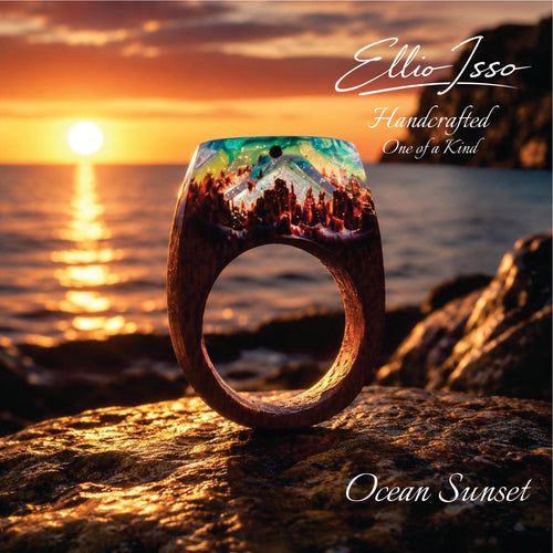 Ellio Isso "Ocean Sunset" – Handcrafted Infinite Sea and Sun Resonance Ring