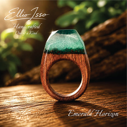 Ellio Isso "Emerald Horizon" – Handcrafted Pure Nature and New Beginnings Ring