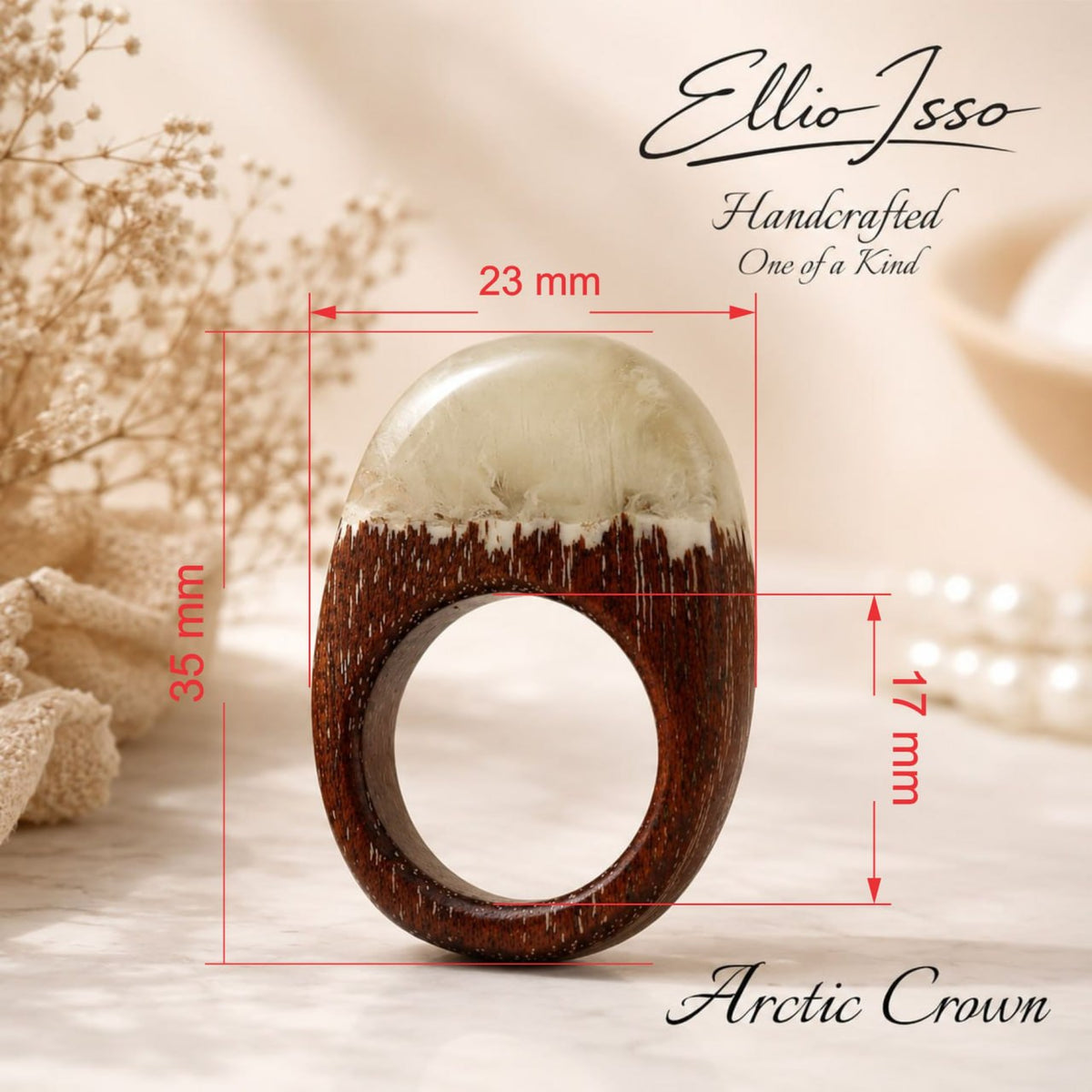 Ellio Isso "Arctic Crown" – Handcrafted Ice Crystal and Pure Strength Ring
