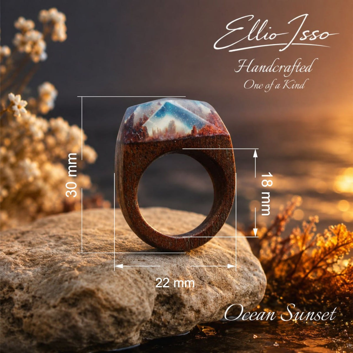 Ellio Isso "Ocean Sunset" – Handcrafted Infinite Sea and Sun Resonance Ring
