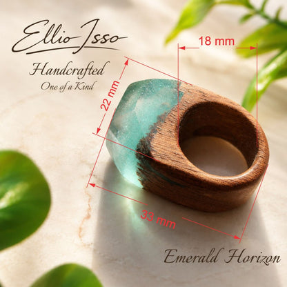 Ellio Isso "Emerald Horizon" – Handcrafted Pure Nature and New Beginnings Ring